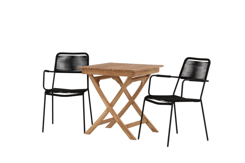 Cafésett Ghana 70 cm + 2 Lindos Karmstol Brun/Svart - Venture Home - Cafemøbler & cafesett
