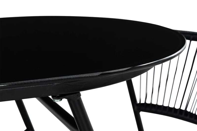 Cafésett Lamborg 120 cm Oval + 2 stoler - Glass/Svart - Cafemøbler & cafesett