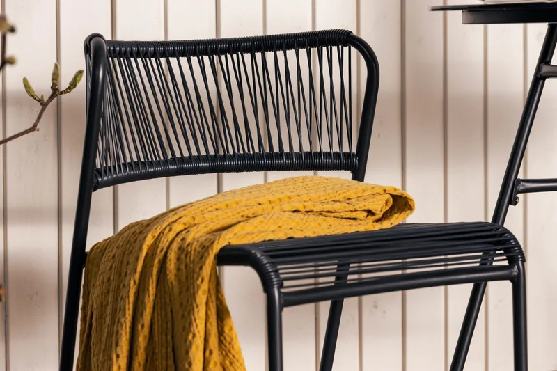 Cafésett Lamborg 120 cm Oval + 2 stoler - Glass/Svart - Hagemøbler & utemiljø - Hagegruppe - Cafemøbler & cafesett