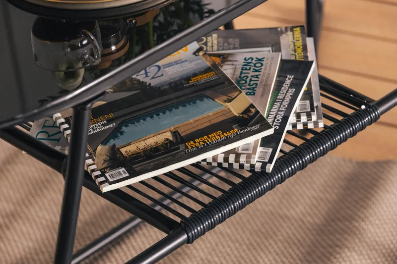 Cafésett Lamborg 120 cm Oval + 2 stoler - Glass/Svart - Hagemøbler & utemiljø - Hagegruppe - Cafemøbler & cafesett