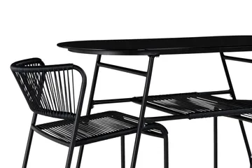 Cafésett Lamborg 120 cm Oval + 2 stoler - Glass/Svart - Hagemøbler & utemiljø - Hagegruppe - Cafemøbler & cafesett
