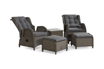 Cafésett Marcus med 2 Reclinerlenestoler m Pute - Grå - Hagemøbler & utemiljø - Hagegruppe - Cafemøbler & cafesett