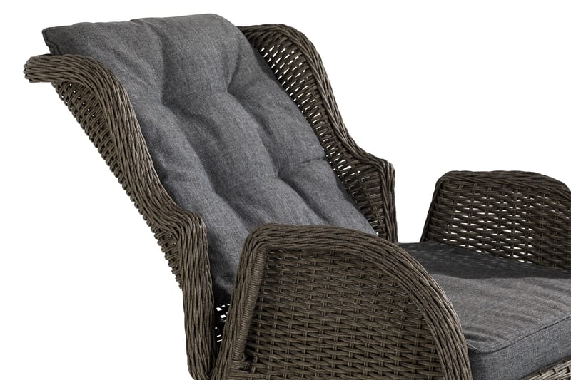 Cafésett Marcus med 2 Reclinerlenestoler m Pute - Grå - Hagemøbler & utemiljø - Hagegruppe - Cafemøbler & cafesett