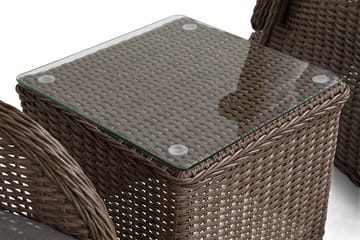 Cafésett Marcus med 2 Reclinerlenestoler m Pute - Natur - Hagemøbler & utemiljø - Hagegruppe - Cafemøbler & cafesett