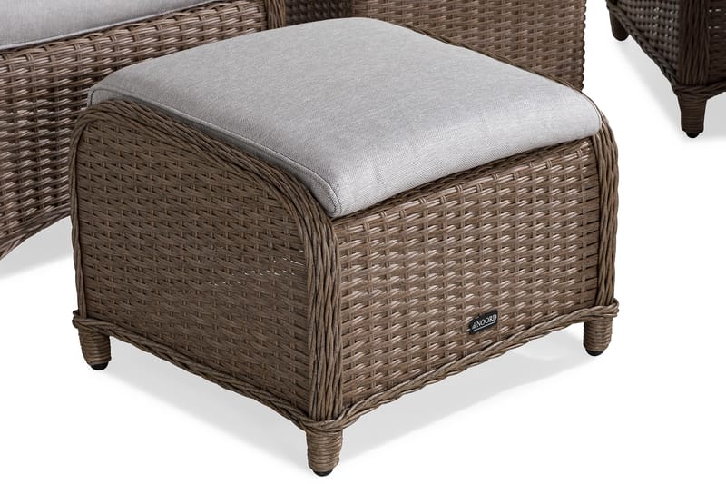 Cafésett Marcus med 2 Reclinerlenestoler m Pute - Natur - Hagemøbler & utemiljø - Hagegruppe - Cafemøbler & cafesett