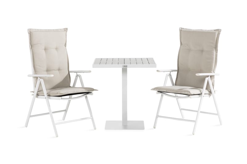 Cafésett Tunis 70x70+2 Maggie Posisjonsstol +Pute - Hvit|Grå|Offwhite - Hagemøbler & utemiljø - Hagegruppe - Cafemøbler & cafesett