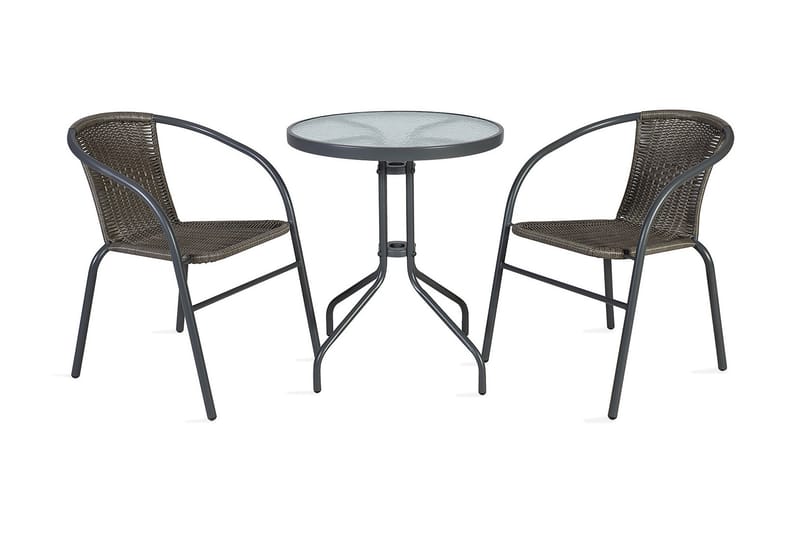 Cafesett BISTRO bord og 2 stoler D60xH70 grå - Cafem�øbler & cafesett