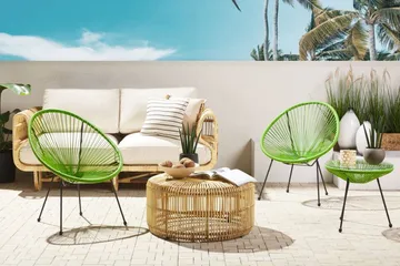 Cayaco Balkongsett 70 cm + 2 Stoler - Kunstrotting/Grønn - Hagemøbler & utemiljø - Hagegruppe - Cafemøbler & cafesett