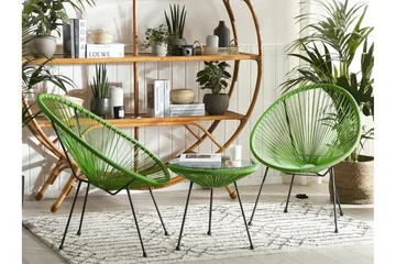 Cayaco Balkongsett 70 cm + 2 Stoler - Kunstrotting/Grønn - Hagemøbler & utemiljø - Hagegruppe - Cafemøbler & cafesett