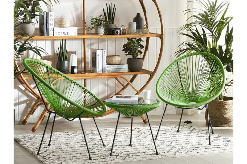 Cayaco Balkongsett 70 cm + 2 Stoler - Kunstrotting/Grønn - Hagemøbler & utemiljø - Hagegruppe - Cafemøbler & cafesett