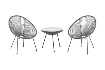 Cayaco Balkongsett 70 cm + 2 Stoler - Kunstrotting/Mørkegrå - Hagemøbler & utemiljø - Hagegruppe - Cafemøbler & cafesett