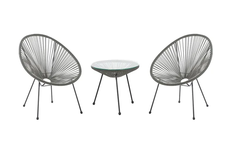 Cayaco Balkongsett 70 cm + 2 Stoler - Kunstrotting/Mørkegrå - Hagemøbler & utemiljø - Hagegruppe - Cafemøbler & cafesett