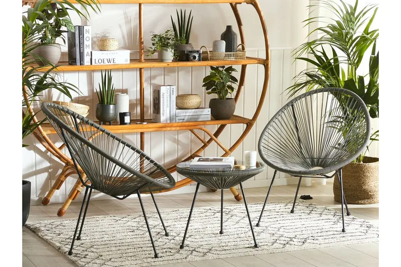 Cayaco Balkongsett 70 cm + 2 Stoler - Kunstrotting/Mørkegrå - Hagemøbler & utemiljø - Hagegruppe - Cafemøbler & cafesett