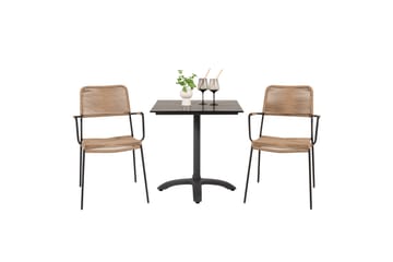 Colorado Cafésett 70 cm + 2 Lindos Lenestoler - Svart - Hagemøbler & utemiljø - Hagegruppe - Cafemøbler & cafesett