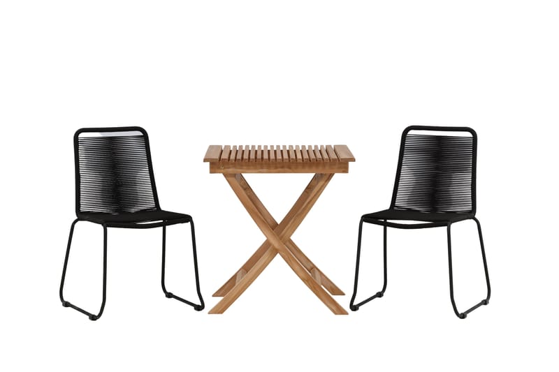 Ghana Cafégruppe 70x70 cm + 2 Lindos Stablebar Stol - Svart/Brun - Hagemøbler & utemiljø - Hagegruppe - Cafemøbler & cafesett
