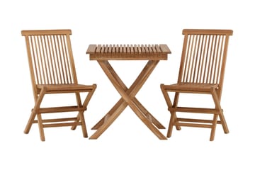 Ghana Cafésett 70 cm + 2 Kenya Sammenleggbart Karmsttolar - Brun - Hagemøbler & utemiljø - Hagegruppe - Cafemøbler & cafesett