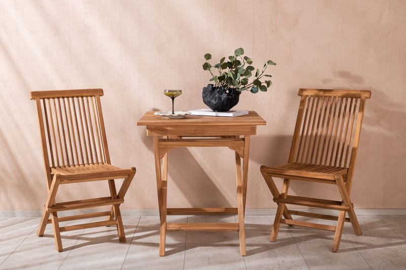 Ghana Cafésett 70 cm + 2 Kenya Sammenleggbart Karmsttolar - Brun - Hagemøbler & utemiljø - Hagegruppe - Cafemøbler & cafesett