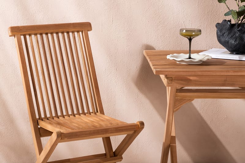 Ghana Cafésett 70 cm + 2 Kenya Sammenleggbart Karmsttolar - Brun - Hagemøbler & utemiljø - Hagegruppe - Cafemøbler & cafesett