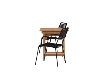 Ghana Cafésett 70 cm + 2 Lindos Karmstol - Brun/Svart - Hagemøbler & utemiljø - Hagegruppe - Cafemøbler & cafesett