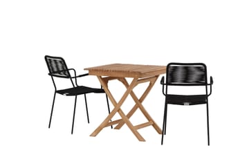 Ghana Cafésett 70 cm + 2 Lindos Karmstol - Brun/Svart - Hagemøbler & utemiljø - Hagegruppe - Cafemøbler & cafesett
