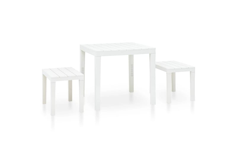 Hagebord med 2 benker plast hvit - Hvit - Cafemøbler & cafesett