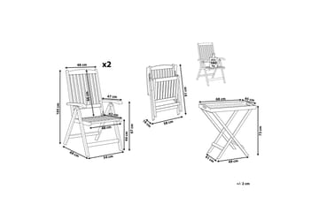 Hagemøbelsett av bord og 2 stoler JAVA - Tre/natur - Hagemøbler & utemiljø - Hagegruppe - Cafemøbler & cafesett
