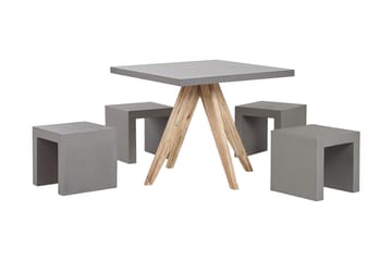 Hagesett av bord och 4 krakker 90x90 OLBIA - Grå - Hagemøbler & utemiljø - Hagegruppe - Cafemøbler & cafesett