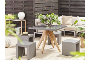 Hagesett av bord och 4 krakker 90x90 OLBIA - Grå - Hagemøbler & utemiljø - Hagegruppe - Cafemøbler & cafesett