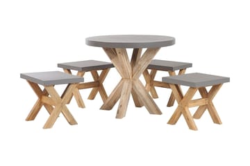 Hagesett med bord og 4 krakker¸ 90 cmOLBIA - Grå - Hagemøbler & utemiljø - Hagegruppe - Cafemøbler & cafesett