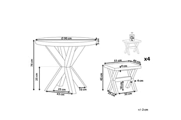 Hagesett med bord og 4 krakker¸ 90 cmOLBIA - Grå - Hagemøbler & utemiljø - Hagegruppe - Cafemøbler & cafesett