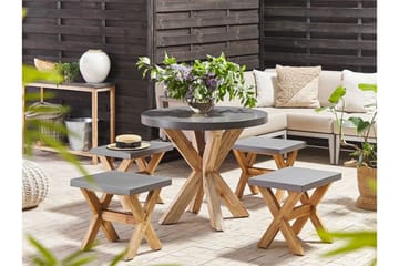 Hagesett med bord og 4 krakker¸ 90 cmOLBIA - Grå - Hagemøbler & utemiljø - Hagegruppe - Cafemøbler & cafesett