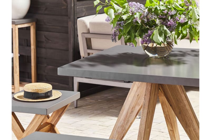 Hagesett med bord og 4 krakker 90 x 90 cm OLBIA - Grå - Hagemøbler & utemiljø - Hagegruppe - Cafemøbler & cafesett