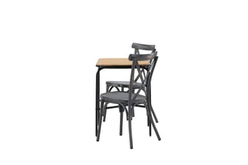 Holmbeck Cafésett 70 cm + 2 Tablas Spisestoler - Brun/Mørkegrå - Hagemøbler & utemiljø - Hagegruppe - Cafemøbler & cafesett