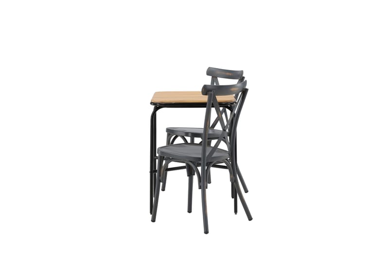 Holmbeck Cafésett 70 cm + 2 Tablas Spisestoler - Brun/Mørkegrå - Hagemøbler & utemiljø - Hagegruppe - Cafemøbler & cafesett