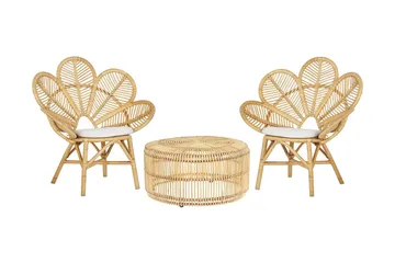 Limni Balkongsett 140 cm + 2 Lorentine Lenestoler - Tre/Natur - Hagemøbler & utemiljø - Hagegruppe - Cafemøbler & cafesett