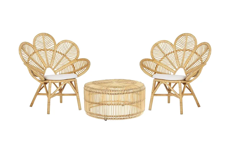 Limni Balkongsett 140 cm + 2 Lorentine Lenestoler - Tre/Natur - Hagemøbler & utemiljø - Hagegruppe - Cafemøbler & cafesett