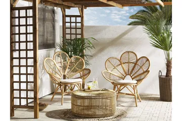 Limni Balkongsett 140 cm + 2 Lorentine Lenestoler - Tre/Natur - Hagemøbler & utemiljø - Hagegruppe - Cafemøbler & cafesett