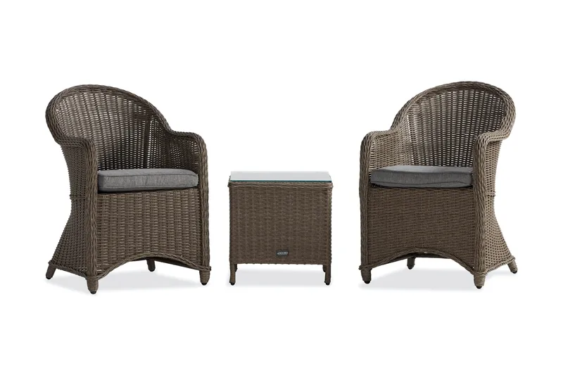 Marcus Cafésett med 2 Light Lenestoler m Pute, Grå