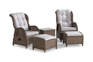 Marcus Cafésett med 2 Reclinerlenestoler m Pute - Natur - Hagemøbler & utemiljø - Hagegruppe - Cafemøbler & cafesett