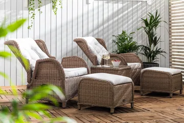 Marcus Cafésett med 2 Reclinerlenestoler m Pute - Natur - Hagemøbler & utemiljø - Hagegruppe - Cafemøbler & cafesett