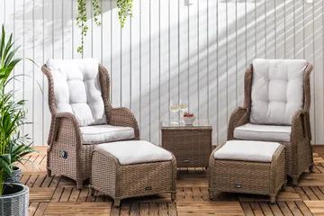 Marcus Cafésett med 2 Reclinerlenestoler m Pute - Natur - Hagemøbler & utemiljø - Hagegruppe - Cafemøbler & cafesett