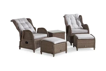 Marcus Cafésett med 2 Reclinerlenestoler m Pute - Natur - Hagemøbler & utemiljø - Hagegruppe - Cafemøbler & cafesett