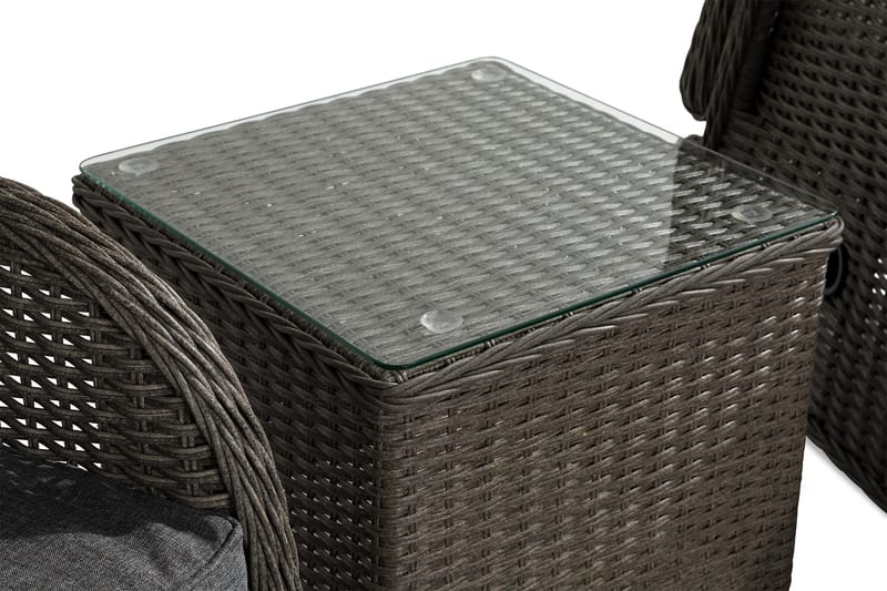 Marcus Cafésett med 2 Reclinerlenestoler m Pute - Grå - Hagemøbler & utemiljø - Hagegruppe - Cafemøbler & cafesett