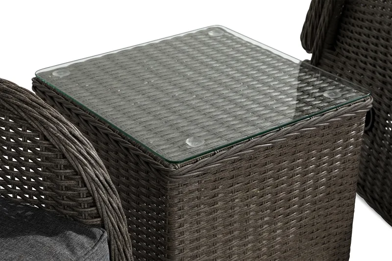 Marcus Cafésett med 2 Reclinerlenestoler m Pute - Grå - Hagemøbler & utemiljø - Hagegruppe - Cafemøbler & cafesett