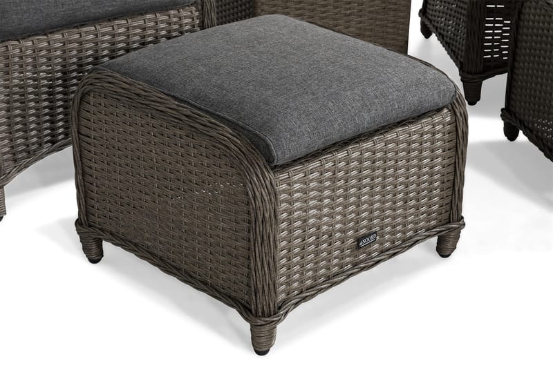 Marcus Cafésett med 2 Reclinerlenestoler m Pute - Grå - Hagemøbler & utemiljø - Hagegruppe - Cafemøbler & cafesett