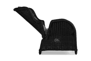 Marcus Cafésett med 2 Reclinerlenestoler m Pute - Svart - Hagemøbler & utemiljø - Hagegruppe - Cafemøbler & cafesett