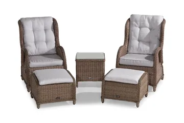 Marcus Cafésett med 2 Reclinerlenestoler m Pute - Natur - Hagemøbler & utemiljø - Hagegruppe - Cafemøbler & cafesett