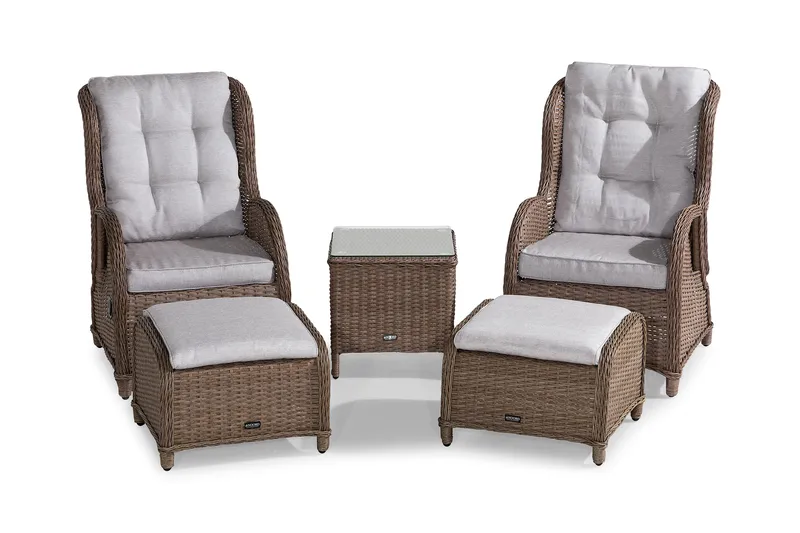 Marcus Cafésett med 2 Reclinerlenestoler m Pute - Natur - Hagemøbler & utemiljø - Hagegruppe - Cafemøbler & cafesett