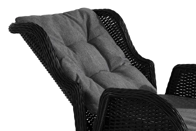 Marcus Cafésett med 2 Reclinerlenestoler m Pute - Svart - Hagemøbler & utemiljø - Hagegruppe - Cafemøbler & cafesett