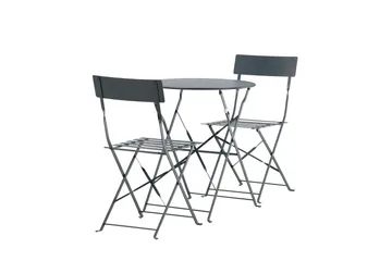 Marseille Cafésett Rundt Ø60 cm + 2 Matstoler Mørkgrå - Mørkegrå - Hagemøbler & utemiljø - Hagegruppe - Cafemøbler & cafesett